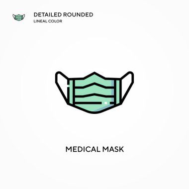 Tıbbi maske vektör simgesi. Modern vektör illüstrasyon kavramları. Düzenlemesi ve kişiselleştirmesi kolay.