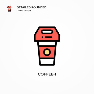 Kahve-1 vektör simgesi. Modern vektör illüstrasyon kavramları. Düzenlemesi ve kişiselleştirmesi kolay.