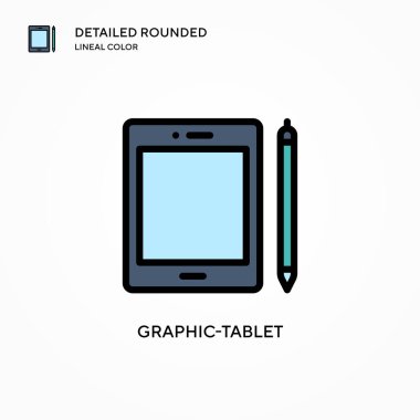 Grafik tablet vektör simgesi. Modern vektör illüstrasyon kavramları. Düzenlemesi ve kişiselleştirmesi kolay.
