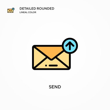 Vektör simgesi gönder. Modern vektör illüstrasyon kavramları. Düzenlemesi ve kişiselleştirmesi kolay.