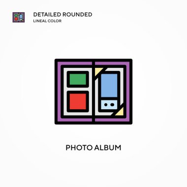 Fotoğraf albümü vektör simgesi. Modern vektör illüstrasyon kavramları. Düzenlemesi ve kişiselleştirmesi kolay.
