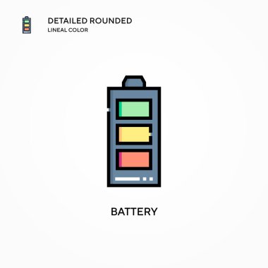 Batarya vektör simgesi. Modern vektör illüstrasyon kavramları. Düzenlemesi ve kişiselleştirmesi kolay.