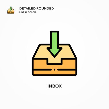 Gelen kutusu vektör simgesi. Modern vektör illüstrasyon kavramları. Düzenlemesi ve kişiselleştirmesi kolay.