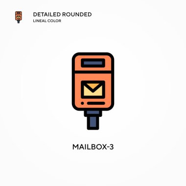 Posta kutusu-3 vektör simgesi. Modern vektör illüstrasyon kavramları. Düzenlemesi ve kişiselleştirmesi kolay.