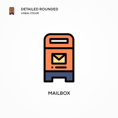 Posta kutusu vektör simgesi. Modern vektör illüstrasyon kavramları. Düzenlemesi ve kişiselleştirmesi kolay.