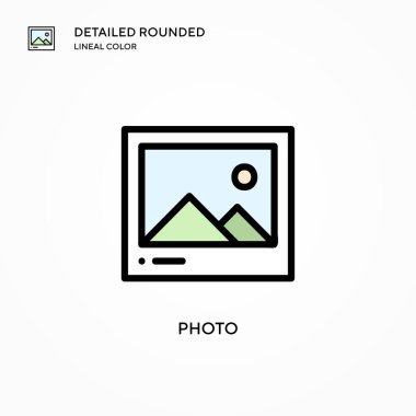 Fotoğraf vektör simgesi. Modern vektör illüstrasyon kavramları. Düzenlemesi ve kişiselleştirmesi kolay.
