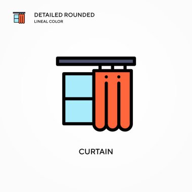 Perde vektör simgesi. Modern vektör illüstrasyon kavramları. Düzenlemesi ve kişiselleştirmesi kolay.
