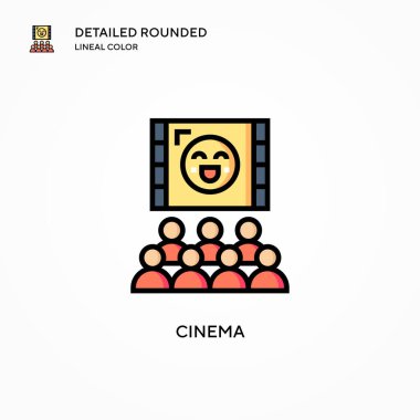 Sinema vektör simgesi. Modern vektör illüstrasyon kavramları. Düzenlemesi ve kişiselleştirmesi kolay.