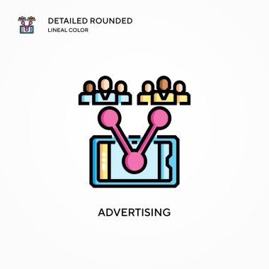 Reklam vektörü simgesi. Modern vektör illüstrasyon kavramları. Düzenlemesi ve kişiselleştirmesi kolay.