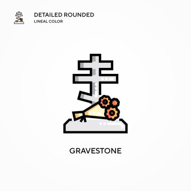Mezar taşı vektör simgesi. Modern vektör illüstrasyon kavramları. Düzenlemesi ve kişiselleştirmesi kolay.