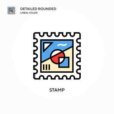 Pul vektör simgesi. Modern vektör illüstrasyon kavramları. Düzenlemesi ve kişiselleştirmesi kolay.