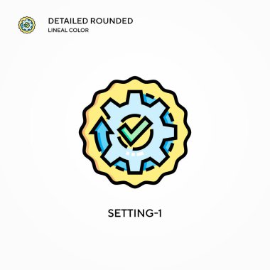 1 vektör simgesi ayarlanıyor. Modern vektör illüstrasyon kavramları. Düzenlemesi ve kişiselleştirmesi kolay.