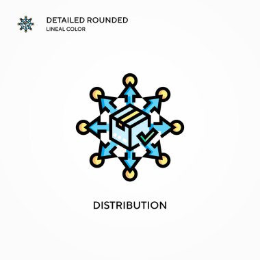 Dağıtım vektör simgesi. Modern vektör illüstrasyon kavramları. Düzenlemesi ve kişiselleştirmesi kolay.