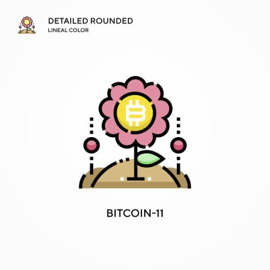 Bitcoin-11 vektör simgesi. Modern vektör illüstrasyon kavramları. Düzenlemesi ve kişiselleştirmesi kolay.