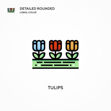 Lale vektör simgesi. Modern vektör illüstrasyon kavramları. Düzenlemesi ve kişiselleştirmesi kolay.