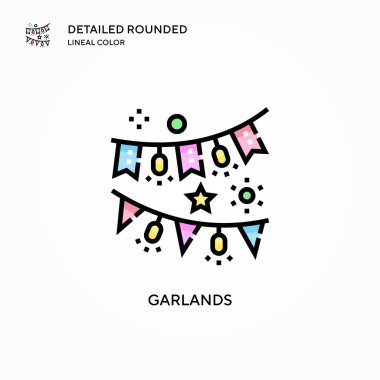 Çelenk vektör simgesi. Modern vektör illüstrasyon kavramları. Düzenlemesi ve kişiselleştirmesi kolay.