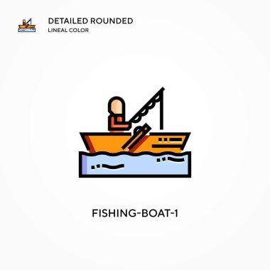 Balıkçı teknesi-1 vektör simgesi. Modern vektör illüstrasyon kavramları. Düzenlemesi ve kişiselleştirmesi kolay.