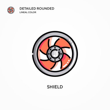 Kalkan vektör simgesi. Modern vektör illüstrasyon kavramları. Düzenlemesi ve kişiselleştirmesi kolay.