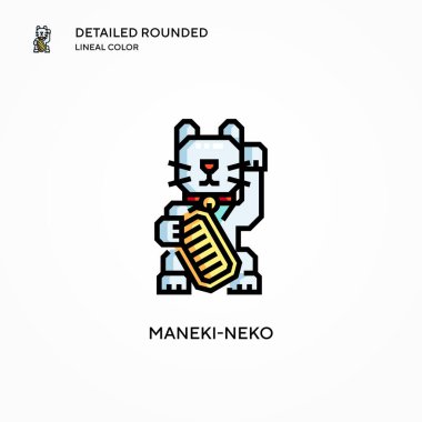 Maneki-neko vektör simgesi. Modern vektör illüstrasyon kavramları. Düzenlemesi ve kişiselleştirmesi kolay.
