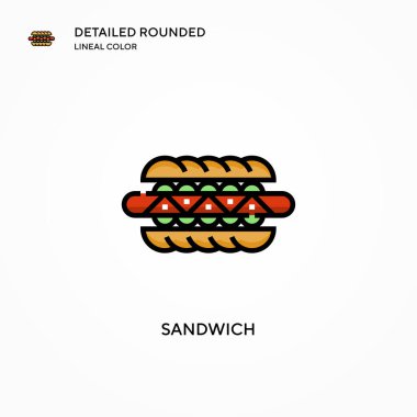 Sandviç vektör simgesi. Modern vektör illüstrasyon kavramları. Düzenlemesi ve kişiselleştirmesi kolay.