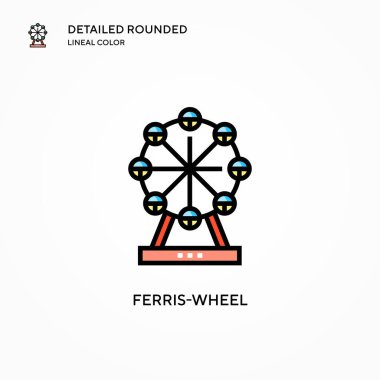 Dönme dolap vektör ikonu. Modern vektör illüstrasyon kavramları. Düzenlemesi ve kişiselleştirmesi kolay.