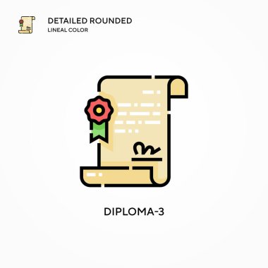 Diploma-3 vektör simgesi. Modern vektör illüstrasyon kavramları. Düzenlemesi ve kişiselleştirmesi kolay.