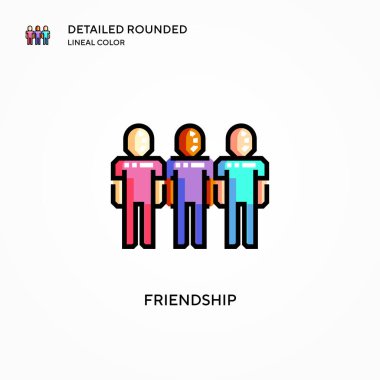 Dostluk vektör simgesi. Modern vektör illüstrasyon kavramları. Düzenlemesi ve kişiselleştirmesi kolay.