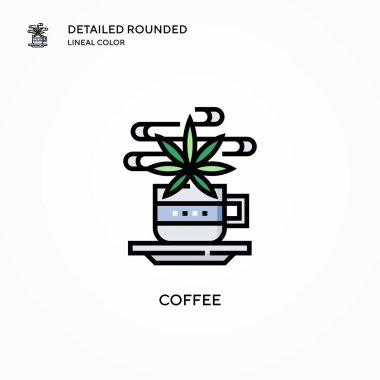 Kahve vektörü ikonu. Modern vektör illüstrasyon kavramları. Düzenlemesi ve kişiselleştirmesi kolay.