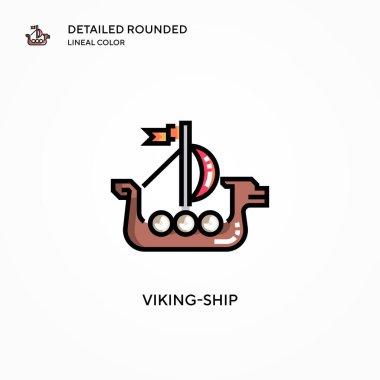 Viking gemisi vektör simgesi. Modern vektör illüstrasyon kavramları. Düzenlemesi ve kişiselleştirmesi kolay.