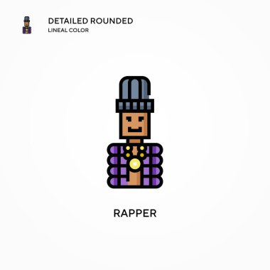 Rapçi vektör ikonu. Modern vektör illüstrasyon kavramları. Düzenlemesi ve kişiselleştirmesi kolay.