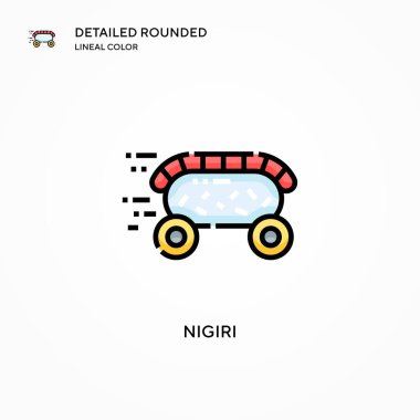 Nigiri vektör simgesi. Modern vektör illüstrasyon kavramları. Düzenlemesi ve kişiselleştirmesi kolay.