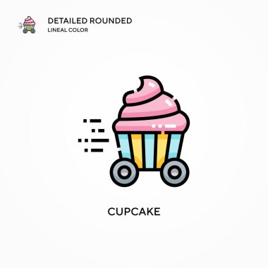 Cupcake vektör simgesi. Modern vektör illüstrasyon kavramları. Düzenlemesi ve kişiselleştirmesi kolay.
