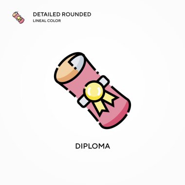 Diploma vektör simgesi. Modern vektör illüstrasyon kavramları. Düzenlemesi ve kişiselleştirmesi kolay.