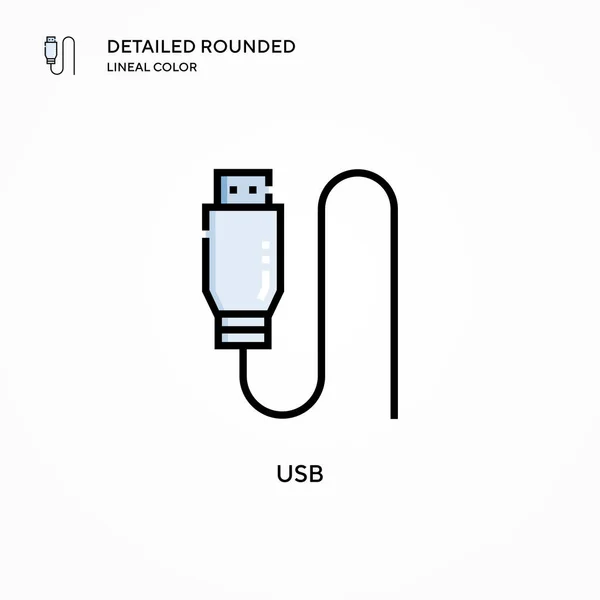 Een Usb Vectoricoon Moderne Vector Illustratie Concepten Eenvoudig Bewerken Aan — Stockvector