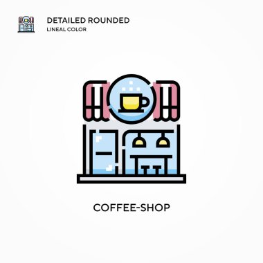 Kafe vektör ikonu. Modern vektör illüstrasyon kavramları. Düzenlemesi ve kişiselleştirmesi kolay.