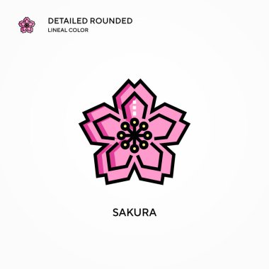 Sakura vektör simgesi. Modern vektör illüstrasyon kavramları. Düzenlemesi ve kişiselleştirmesi kolay.