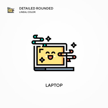 Laptop vektör simgesi. Modern vektör illüstrasyon kavramları. Düzenlemesi ve kişiselleştirmesi kolay.