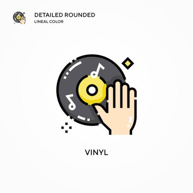 Vinil vektör simgesi. Modern vektör illüstrasyon kavramları. Düzenlemesi ve kişiselleştirmesi kolay.