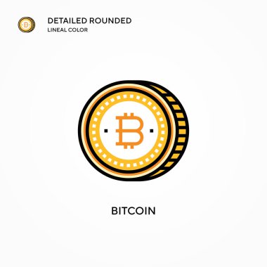 Bitcoin vektör simgesi. Modern vektör illüstrasyon kavramları. Düzenlemesi ve kişiselleştirmesi kolay.