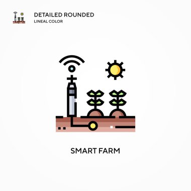 Akıllı çiftlik vektör simgesi. Modern vektör illüstrasyon kavramları. Düzenlemesi ve kişiselleştirmesi kolay.