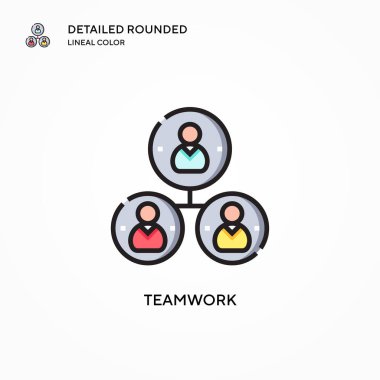 Takım çalışması vektör simgesi. Modern vektör illüstrasyon kavramları. Düzenlemesi ve kişiselleştirmesi kolay.