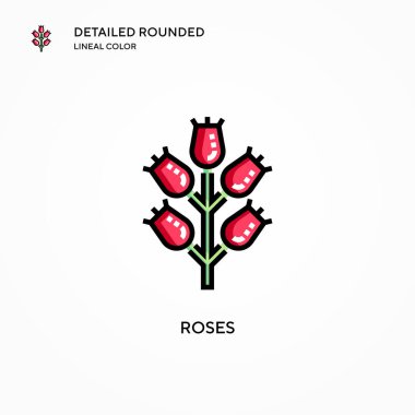 Gül vektör simgesi. Modern vektör illüstrasyon kavramları. Düzenlemesi ve kişiselleştirmesi kolay.