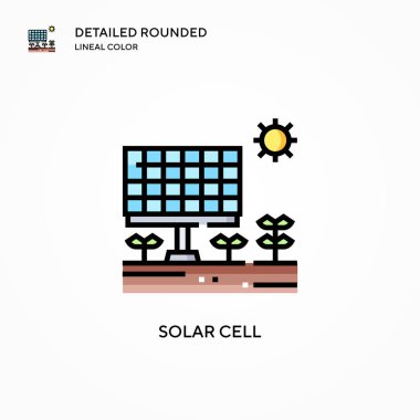 Güneş pili vektör simgesi. Modern vektör illüstrasyon kavramları. Düzenlemesi ve kişiselleştirmesi kolay.