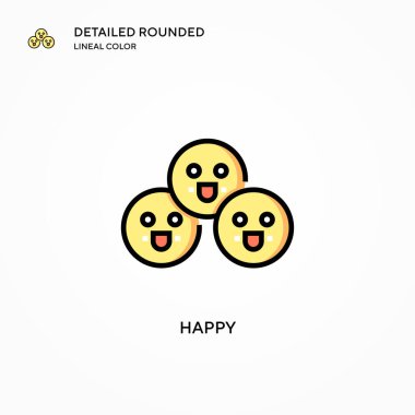 Mutlu vektör simgesi. Modern vektör illüstrasyon kavramları. Düzenlemesi ve kişiselleştirmesi kolay.