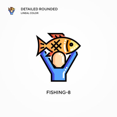 Balıkçılık-8 vektör simgesi. Modern vektör illüstrasyon kavramları. Düzenlemesi ve kişiselleştirmesi kolay.