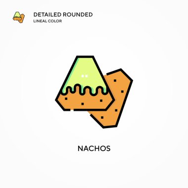 Nachos vektör simgesi. Modern vektör illüstrasyon kavramları. Düzenlemesi ve kişiselleştirmesi kolay.