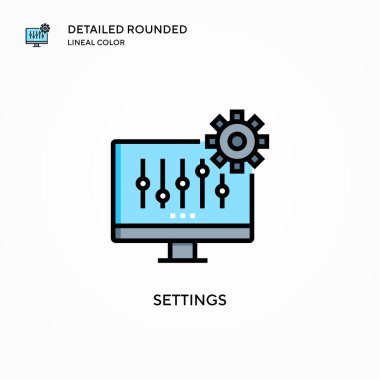 Ayarlar vektör simgesi. Modern vektör illüstrasyon kavramları. Düzenlemesi ve kişiselleştirmesi kolay.