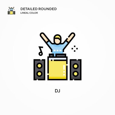 DJ vektör simgesi. Modern vektör illüstrasyon kavramları. Düzenlemesi ve kişiselleştirmesi kolay.