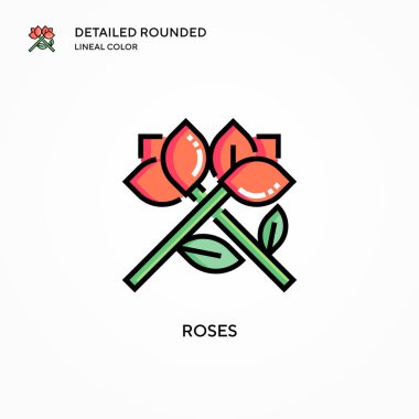 Gül vektör simgesi. Modern vektör illüstrasyon kavramları. Düzenlemesi ve kişiselleştirmesi kolay.