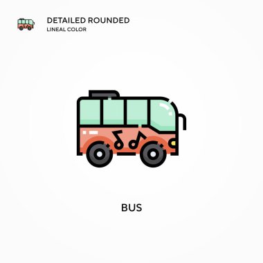 Otobüs vektör simgesi. Modern vektör illüstrasyon kavramları. Düzenlemesi ve kişiselleştirmesi kolay.
